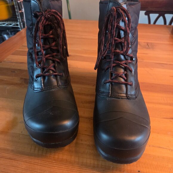 Hunter Original Short Quilted Boots Lace Nylon Puffer Rubber Black Sz 9 Winter - Picture 3 of 8